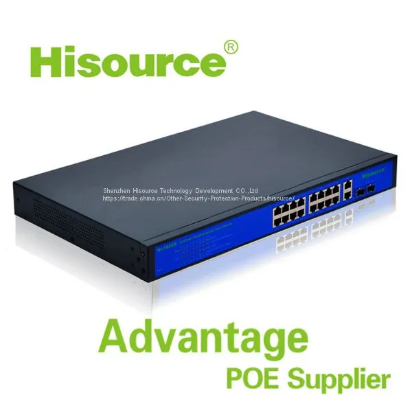 Hot Sale Hisource 16 Port Gigabit Network Switch 10/100/1000Mpbs Ethernet Smart POE Switch photo-3