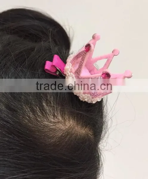 New Premium 3D Assorted Princess Cinderella Inspired New Design Polyester Barrette Felt Hair Clip With Sequin Rhinestone photo-5
