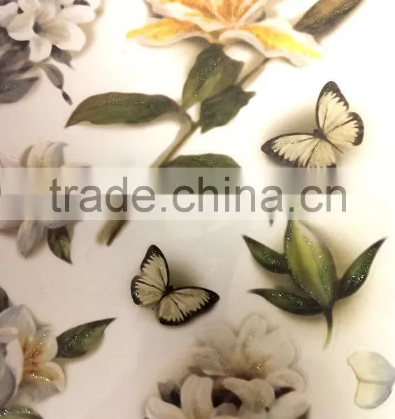 White Elegant Lily & Butterfly Design Sticker, Classic Decorative Shinny Glitter Sticker photo-5