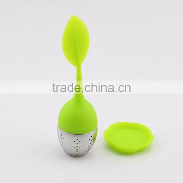 Colorful Leaf Shape Silicone Tea Infuser With Stainless Steel photo-2