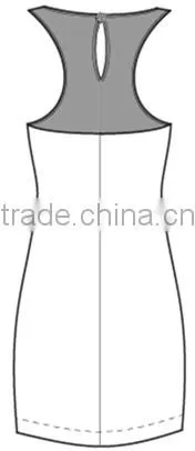 S/L DRESS W/ ASYMETRICAL HEM LINE AND MESH CONTRAST photo-3