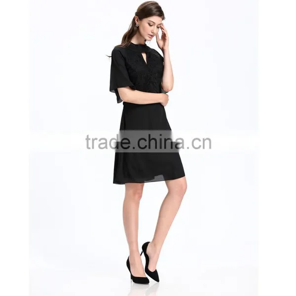 Domin Fashion Black Style Embroidery Clothes Women Dress photo-4