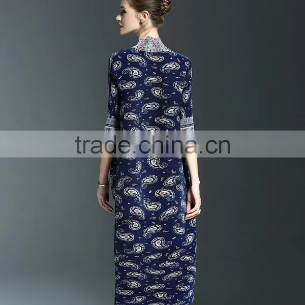 Ancient Printing High Neck Oversize Spring Dresses for Fat Lady photo-4