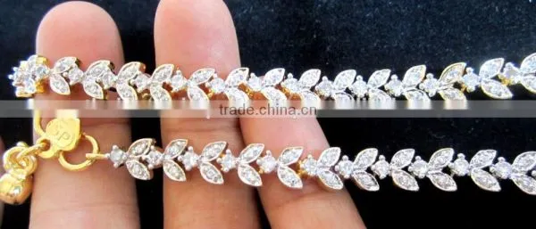 CZ American Diamond PAYAL Anklets Pair photo-4