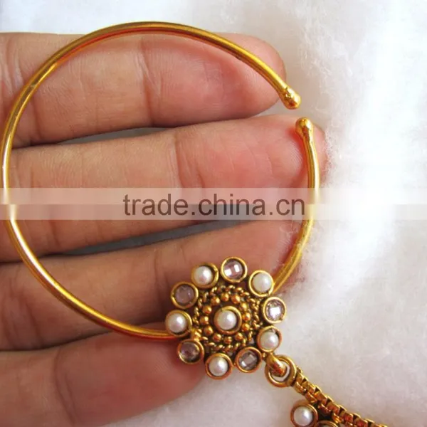 Big HOOP NATH Press NOSE RING GOLD PLATED photo-4
