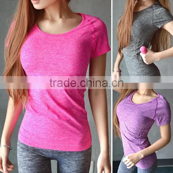 Custom Gym T Shirt Compression Tights Women's Sport T-shirts Dry Quick Running Short Sleeve T-shirts Fitness Women Clothes Tees photo-2