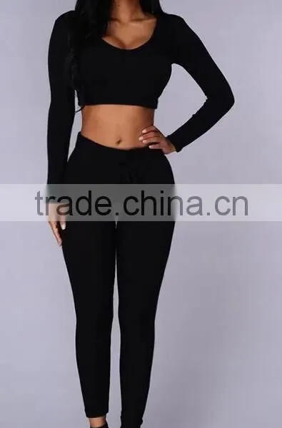 Runwaylover EY2354B Ladies 2017 Sport Suits , Sexy Crop Top And Pants photo-5