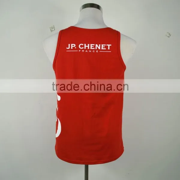 Customized Red Cotton Promotional Men's Tank Top OEM Logo photo-2