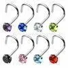 CZ Stone Women Hand Made Polishing Non - Toxic Nose Ring Jewelry For Engagement
