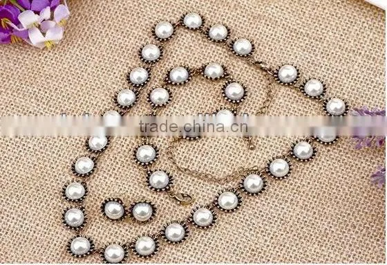 Imitated Pearl Fashion Jewelry Set,Necklace+Earrings+Bracelet,Fashion Pearl Necklace