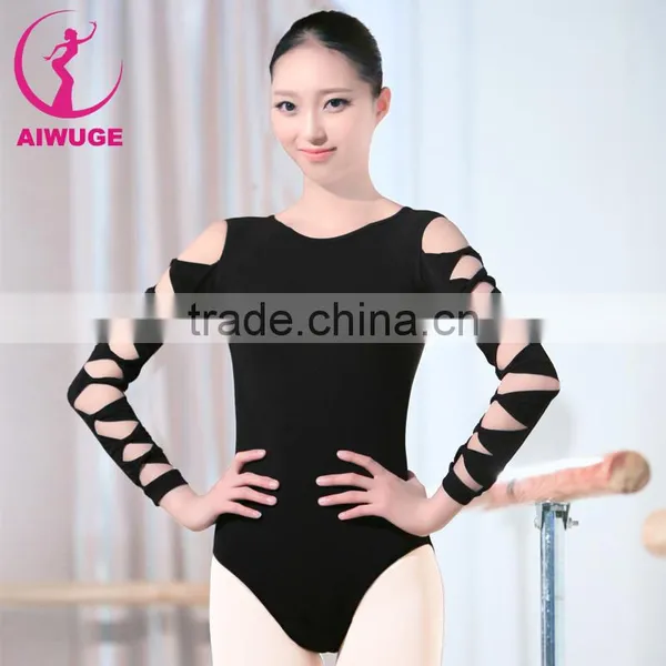 Women Ballet Bodysuit Ballet Leotards Ballerina Black Gymnastics Leotards Hollow Sleeve photo-2