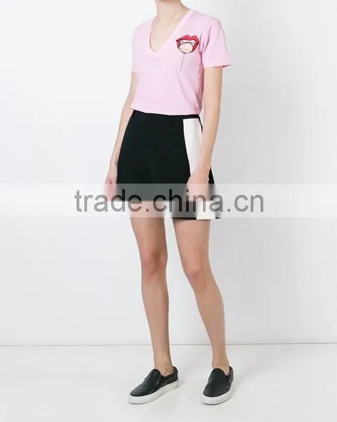 OEM Latest Womens Short Sleeve Custom T Shirt Printing Ladies V Neck Printed T Shirts photo-3