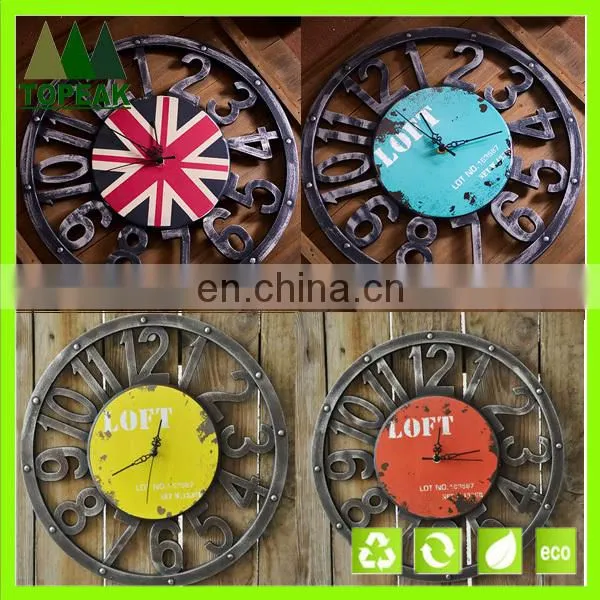 Popular Luxury Quality Vintage Round Antique Design Natural Color Rustic Style Wall Clock photo-2