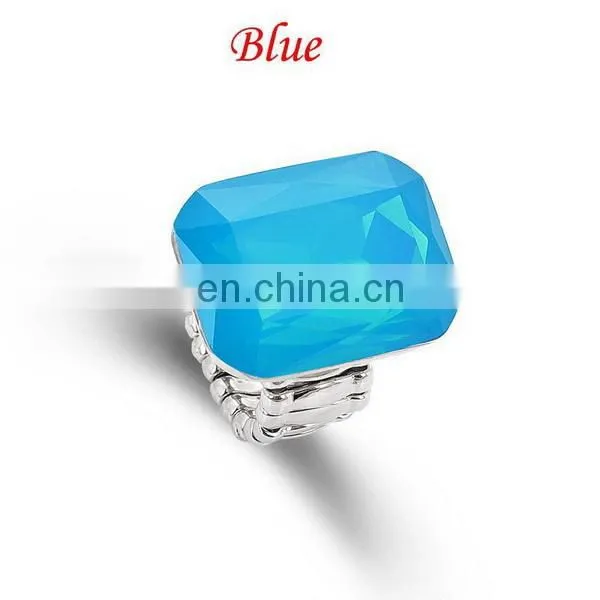 Fashion Rectangle Zircon Ring Stretched Knuckle Ring 7 Colors In Stock photo-3