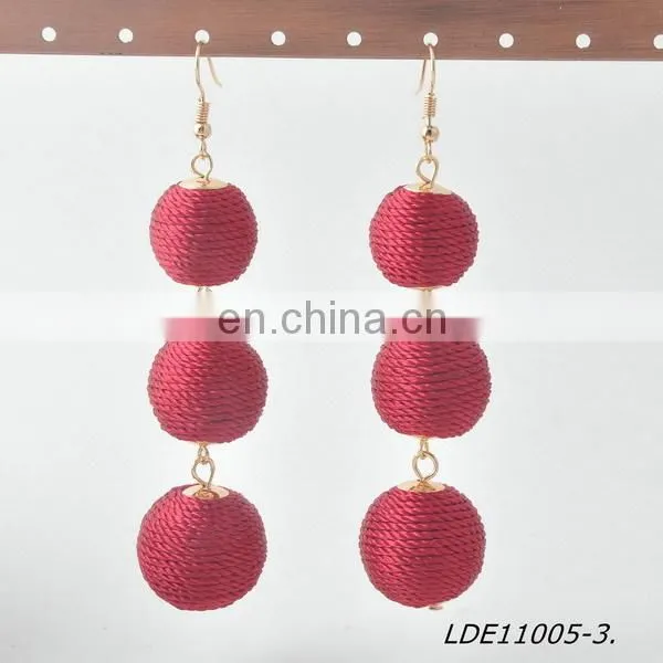 2017 Bon Bon Style Thread Wrapped Ball Drop Earrings photo-3