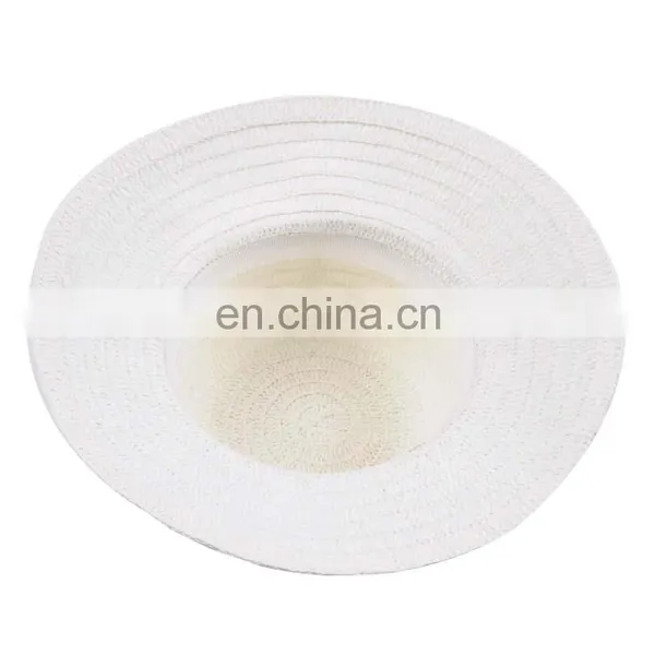 Wholesale Cheap White Plain Paper Straw Bucket Hats to Decorate With Pompom photo-4