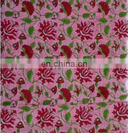 Pure Cotton Hand Block Print Floral Fabric Cotton Fabric Jaipuri Sanganeri Fabric Wholesaler From India / Fabric