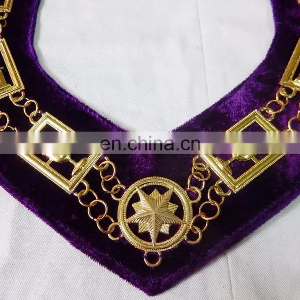 MASONIC REGALIA OES ORDER OF EASTERN STAR GOLDEN METAL CHAIN COLLAR photo-6