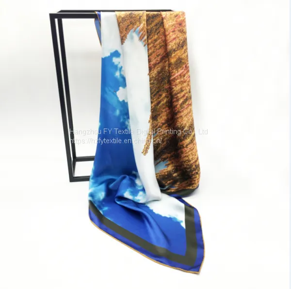Customized Design Digital Print 100% 12mm Fashion Lady Silk Scarf photo-2
