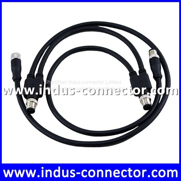 Y Splitter Cable M12 3 Pin One Male to Two Female Straight Pvc Cable photo-3
