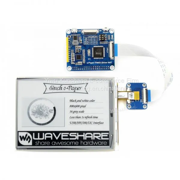 800x600, 6inch E-Ink Display HAT for Raspberry Pi, IT8951 Controller, USB/SPI/I80/I2C Interface photo-3