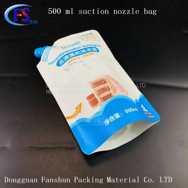 Can be Customized Printing 500ml Hand Sanitizer Self-suction Nozzle Bag Plastic Packaging Bag Detergent Self-suction Nozzle Bag photo-3