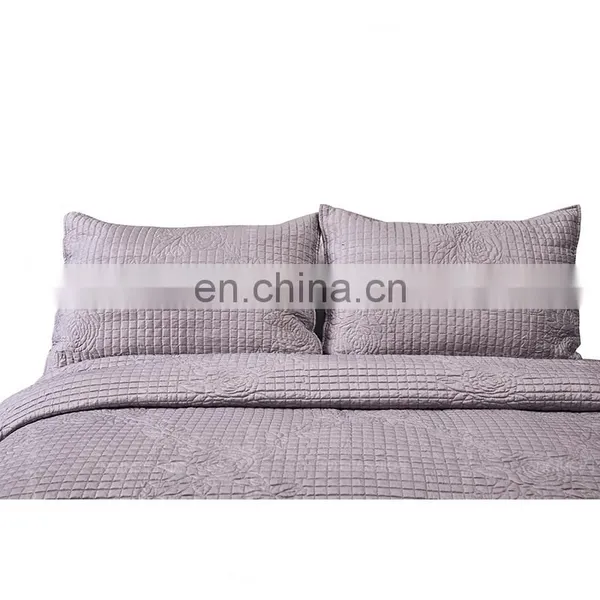 Carton Fair Online Live Show Home Textile Metallic Thread Rose Pattern Quilted Bedspread Bedding Set photo-5