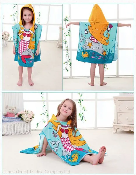 New Children Cute Cartoon Hooded Cloak Beach Towel Animal Printed Microfiber Baby Boys Girls Kids Swimming Bath Towel 120x60cm photo-3