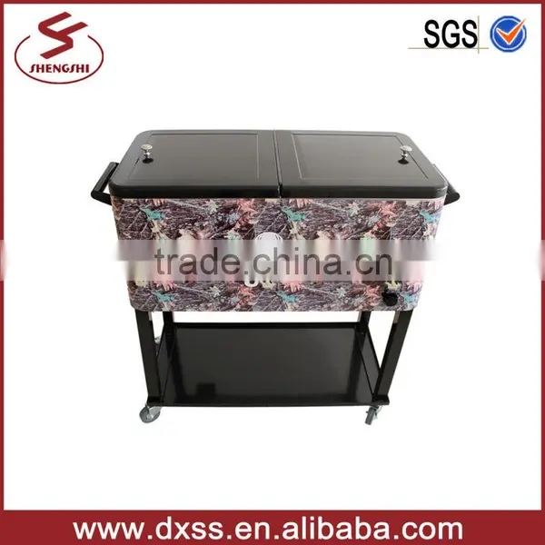 Metal Rolling Patio Cooler With Wheels 73L