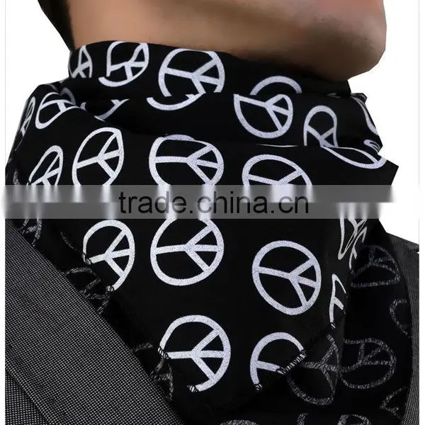 Peace , Black Bandana 100% Cotton Bandana