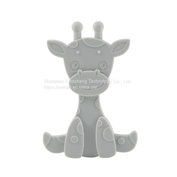 BPA Free Baby Teething Toy Silicone Giraffe Teether Toy Natural Amber and Rubber Giraffe Teething Toy photo-2