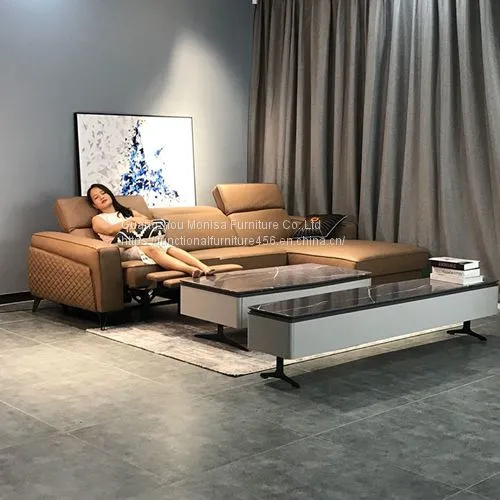 Italian Leather Sofa Space Capsule Electric Function Living Room Modern Minimalist Corner Combination Leather Sofa photo-4