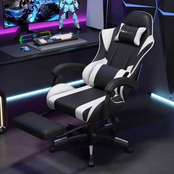 Professional Ergonomic High-Back Gaming Chair With Retractable Footrest, Adjustable Lumbar Support, and PU Leather Racing Style Office Chair. photo-3
