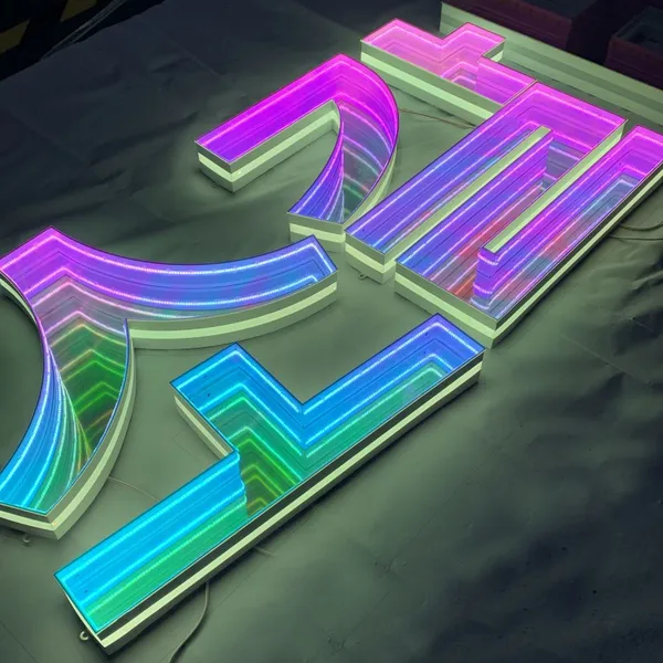 1-year Warranty Cross-border Led Infinite Mirror Neon Light 3d Printed Letters Red Light Effect Mirror Tunnel Electronic Sign photo-4