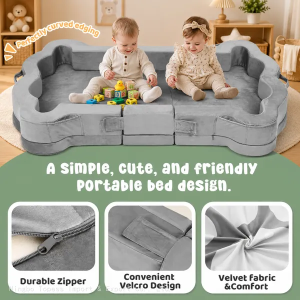 OEM/ODM Portable Toddler Travel Bed Foldable Soft Foam Floor Bed for Kids photo-5
