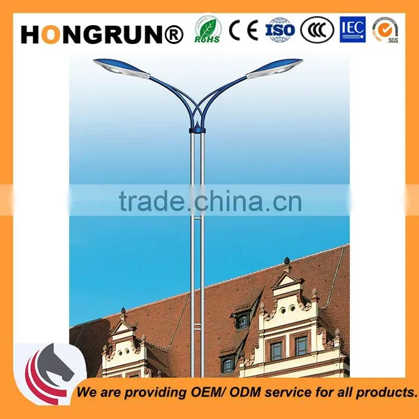 Symmetric Dual-arm Street Light Pole With Galvanization and Powder Coated Lamp Pole