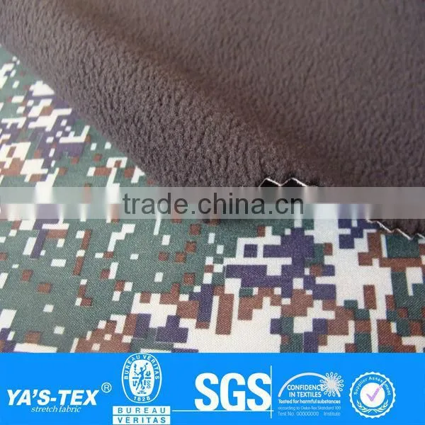 Camouflage Softshell Jacket Fabric With Polar Fleece Bond