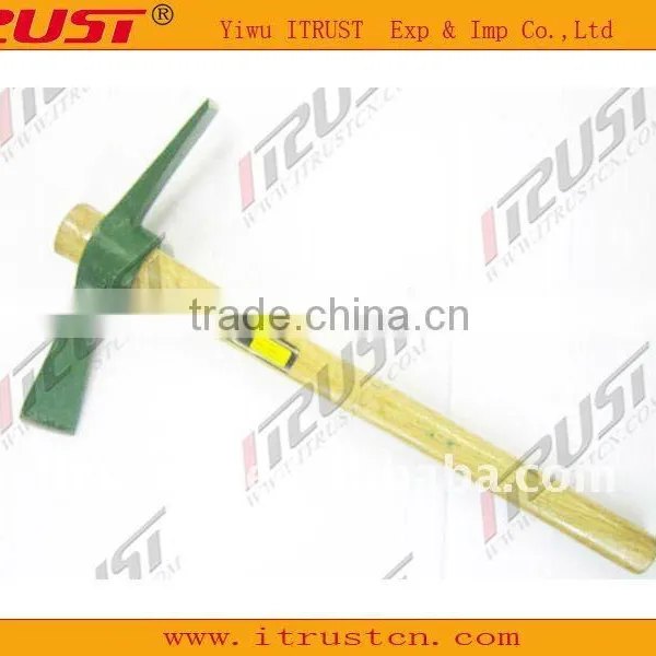 Garden tool pickaxe with wooden handle