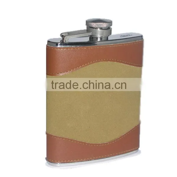 Promotional Portable PU Customized Logo Embossed Hip Flask 6oz photo-6