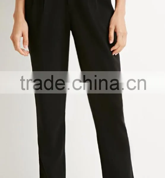 High Quality Casual New Arrival Women Black Flared Trousers Casual Pants photo-5
