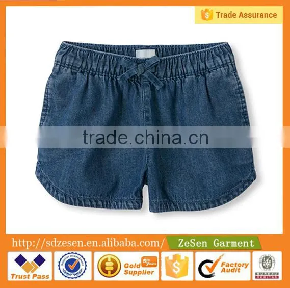 Adjustable Waistband Children Shorts Drawstrings Hot Pants Denim Jeans