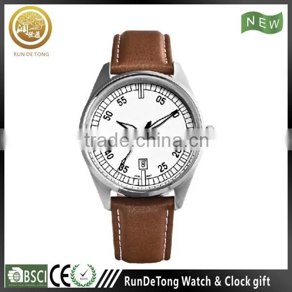 White Paint Arabic Dial Brushed Finishing Genuine Leather Quartz Watch