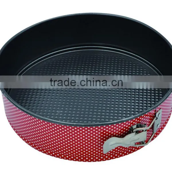 Dia.28*H7cm Carbon Steel Non-stick Round Springform Baking Pans 2pcs Set With Decals and Flowers
