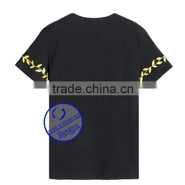 Wholesale New Design Embroidered Mens Black T-shirt photo-2