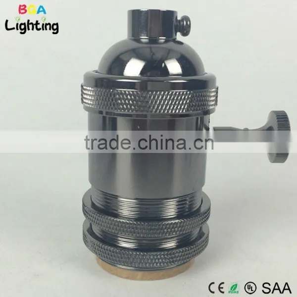 E26 Brass Vintage Iron Light Socket With Switch for DIY Pendant Light photo-3