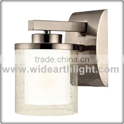 UL CUL Listed Brushed Nickel Hotel Bath Wall Mounted Light With Glass Shade W40338