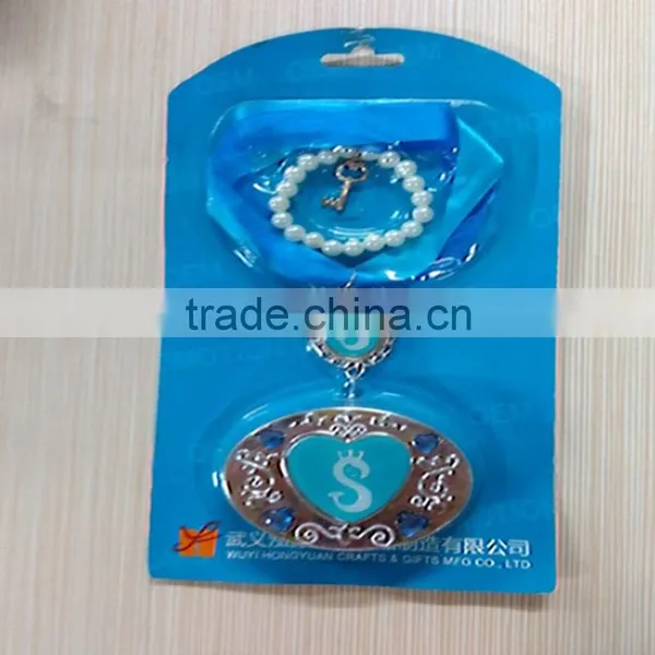 Two Pcs/set Beaded Bangle& Bracelet Girls Ribbon Necklace With Pendant Jewelry Set photo-2