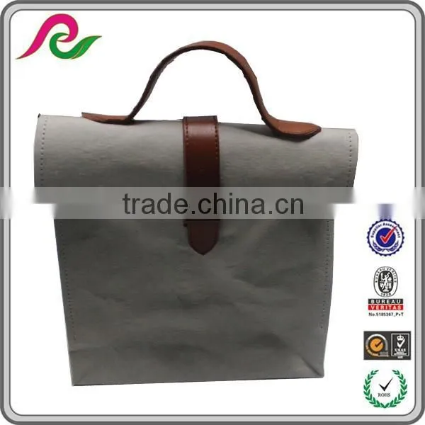 Washable Bag Cosmetic Packing Bag Real Leather Handle