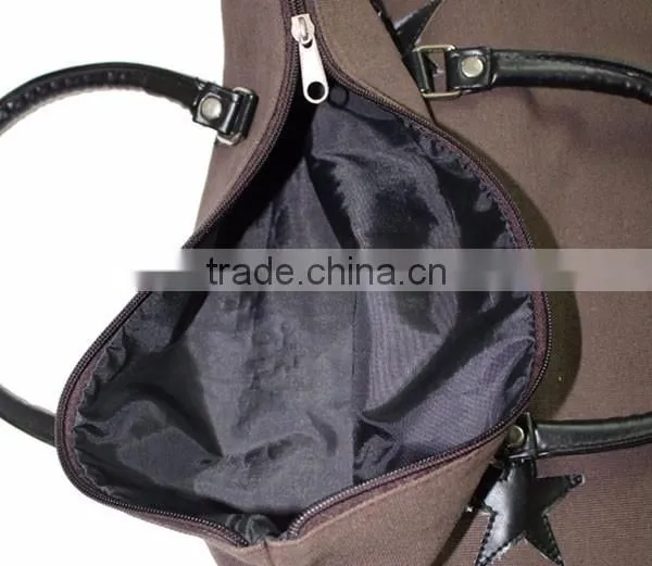 Leather Stars Decoration Canvas Cheap Shoulder Shopping Bag Supplier photo-4