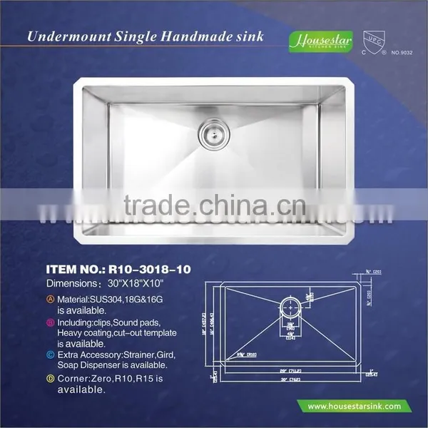 Undermount Single Handmade Sink Square Stainless Steel Sink Stainless Steel Hand Sink With Clips Kitchen Sink photo-4